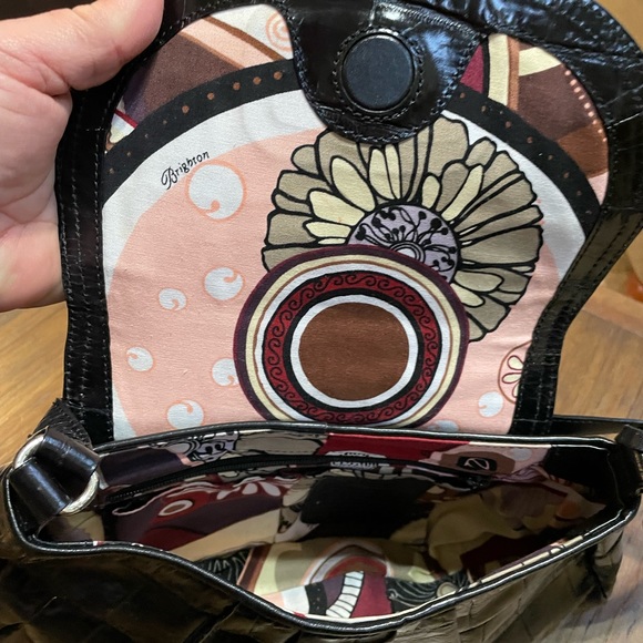 BRIGHTON CROC EMBOSSED TOTE Black Patent Leather Shoulder bag silver - Picture 4 of 8